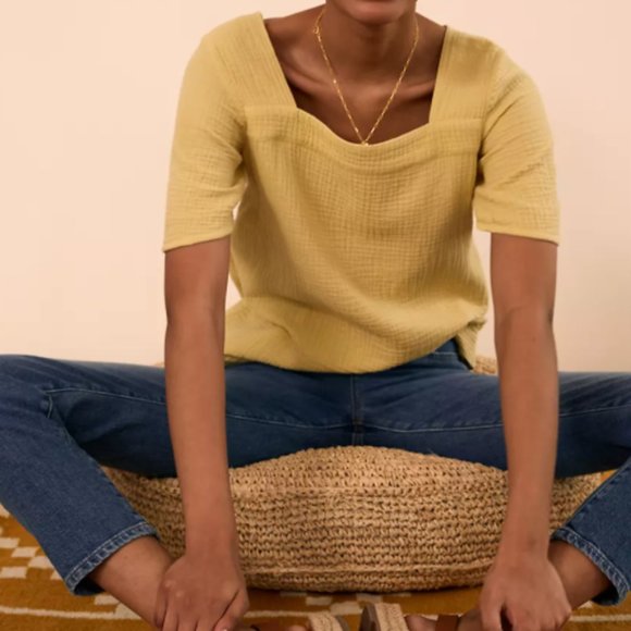 Madewell Tops - Madewell Lightspun Harlow Square-Neck Top Yellow